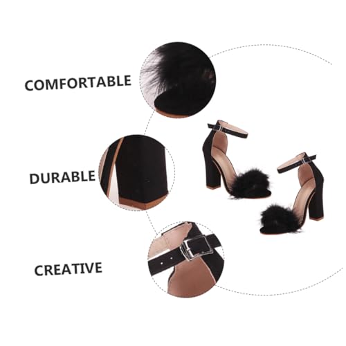 WRITWAA Damen Sandalen mit Klobigem Absatz Atmungsaktive Sommer High heeled Sandaletten Modische Offene Zehen Stilvolle Schuhe für Alltag und Party Schwarz von WRITWAA