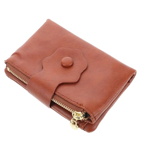 WRITWAA Reißverschlusshandtaschen Für Damen Geldbörse Mit Schlüsselanhänger Braunes Kartenetui Aus Pu Kompakt Und Tragbar Mit Reißverschluss- von WRITWAA