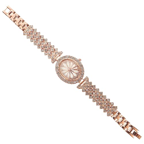 WRITWAA Damen Armbanduhr Mit Strass-Details Elegante Casual Uhr Verstellbares Armband Für Anlässe Geburtstagsgeschenke Stilvolle Damenuhr Roségold Für Jeden Anlass von WRITWAA