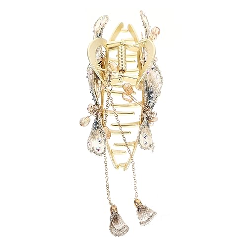 WRITWAA Doppelter Schmetterlings-haarklauenclip Mit Quaste Für Frauen Bequemer Und Haltbarer Haarspange Geeignet Für Dünnes Oder Dickes Haar von WRITWAA