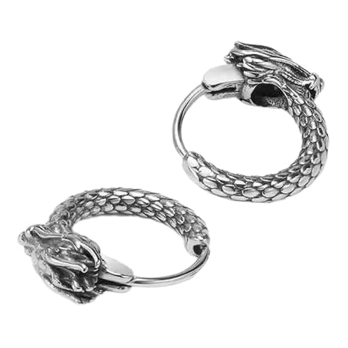 WRITWAA Coole Drachen-ohrringe Für Männer Retro Hoop-ohrringe Silberner Beschichtung Trendige Hip-hop-ohraccessoires Für Jede Gelegenheit Stilvolles Drachen-design Für Einen Einzigartigen von WRITWAA