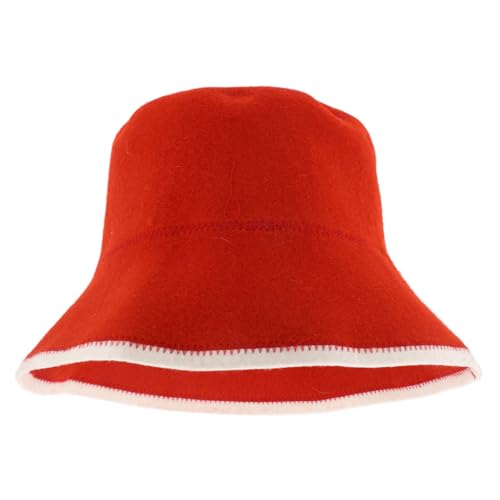 WRITWAA Duschhaube Saunahut groß Saunahüte Wasser Mann sauna zubehör saunazubehor wollmütze Hut für hohe Temperaturen Saunazubehör Bademütze Duschhut für Damen Badezimmerzubehör wolle rot von WRITWAA
