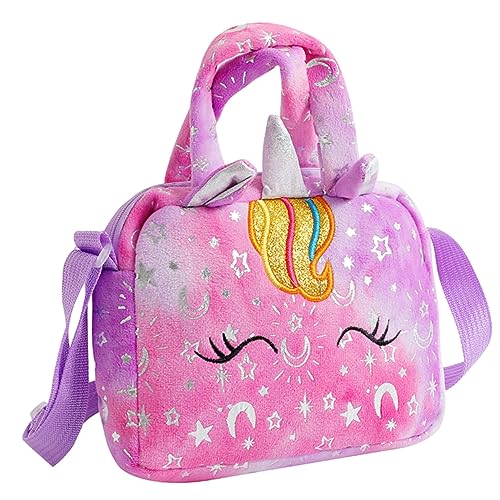 WRITWAA Einhorn Einzelhand Umhängetasche Für Kinder Cartoon Tasche Aufbewahrungstaschen Dekorative Umhängetasche Plüsch Einkaufstasche Niedliche Tier Umhängetasche Dekorative von WRITWAA