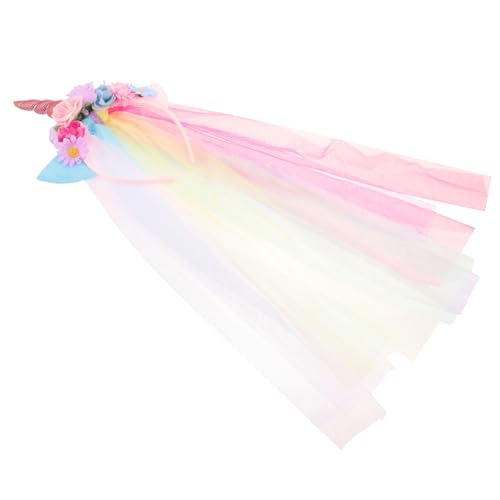 WRITWAA Einhorn Haarschmuck Netzstoff Haarreif mit Blumen Party Weihnachts Kopfschmuck für Mädchen Cosplay Geburtstagsfest Alltag von WRITWAA