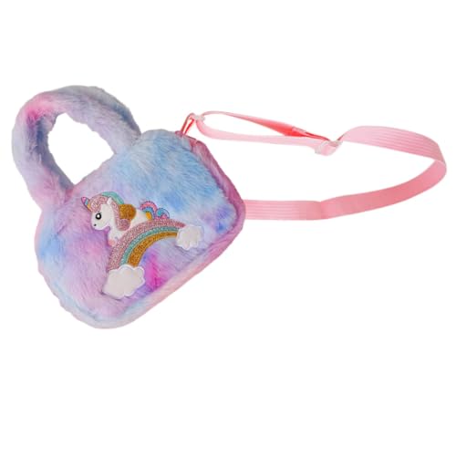 WRITWAA Einhorn Schultertasche Mädchen Fluffy Messenger Bag Leicht und Kompakt Bunte Handtasche für Schule Reisen Strand Alltag von WRITWAA