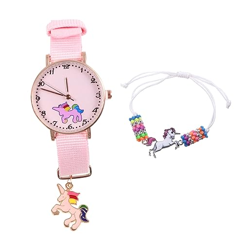 WRITWAA 2stücke Armbanduhr Für Mädchen Mit Cartoon-Muster Einstellbare Quarz-Uhr Und Modisches Armband Für Freunde Langlebig von WRITWAA