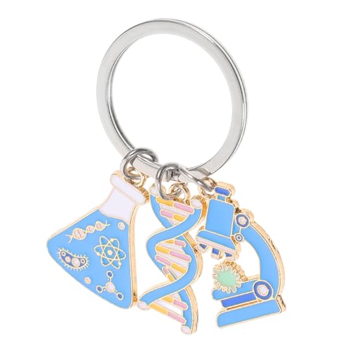 WRITWAA Labormikroskop Schlüsselanhänger Mit Dna Anhänger Langlebig Metall Für Wissenschaftsbegeisterte Schlüsselanhänger Für Studenten Für Labortechniker von WRITWAA