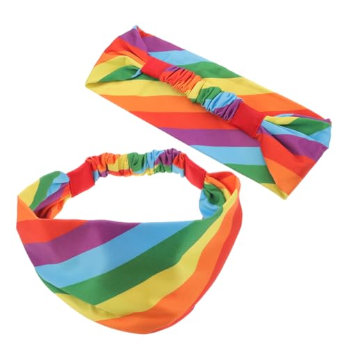 WRITWAA 2stücke Stirnband Regenbogen Schweißableitendes Sport-stirnband Elastische Kopftücher Für Männer Und Frauen Pride-accessoires Für Training Und Fitness von WRITWAA