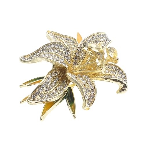 WRITWAA Elegante Lilienblumen Brosche mit Funkelnden Strasssteinen Stilvolle Anstecknadel für Damen Vielseitig Kombinierbar zu Kleidern Blazern Schals und Kostümen Hochwertiges Accessoire von WRITWAA