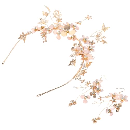 WRITWAA Elegantes Brautschmuck Set Hochzeit mit Blumendetail Teiliges Headband und Ohrhänger Langlebiges Zinklegierungsmaterial Vintage Inspirierter Haarschmuck Damen für Festliche von WRITWAA