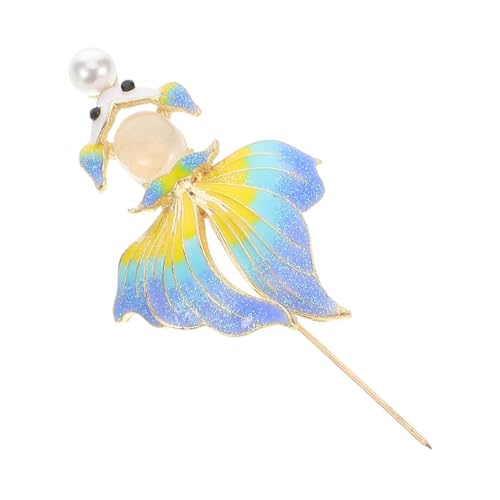WRITWAA Emaille Goldfisch Brosche mit Farbverlauf und Echten Perlen Modische Damen Anstecknadel für Anzug Hemd Mantel Kleid und Schal Stilvolles Schmuckaccessoire für Alltag und Besondere von WRITWAA