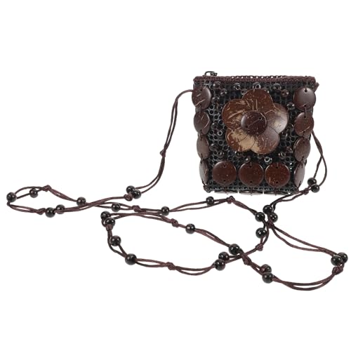 WRITWAA Ethno Crossbody Schultertasche Echte Kokosnuss Muschel Tote Damen Bestickte Geldbörse mit Perlenschlinge Handarbeit Boho Reisehandtasche für Handy Portemonnaie Mädchen von WRITWAA