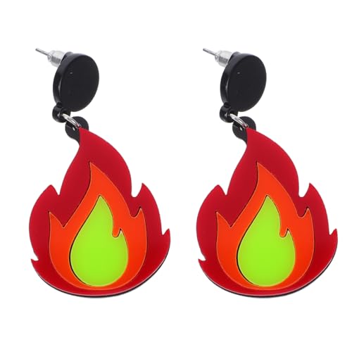 Extravaganter Rote Flammen Ohrringe FüR Damen, Kreative Acryl Dangle Ohrringe, Bequem Und Leicht, Perfekt FüR Partys Und Geschenke von WRITWAA