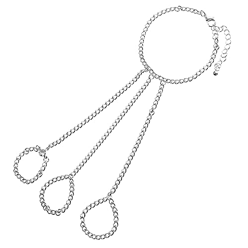 WRITWAA Armband Damen Breit Moderne Handkette Fingerkette Für Frauen Stilvolles Handgemachtes Armband Ring Set Geometrisches Design Für Partys Besondere Anlässe von WRITWAA