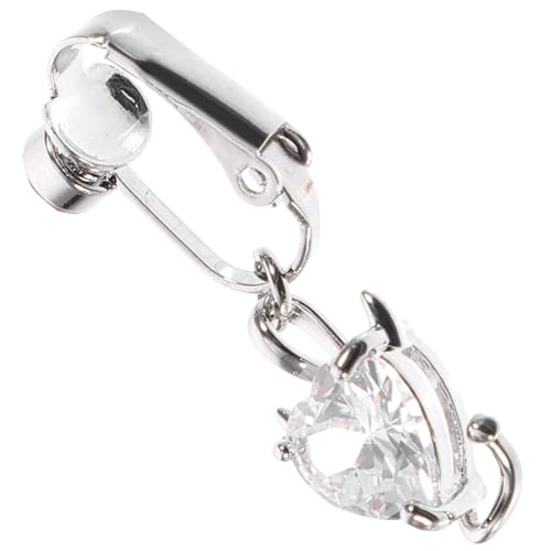 WRITWAA Fake Belly Ring Herz Zirkonia Anhänger Clip Bauchnabelring Nicht Piercing Schmuck Damen Strand Party Zubehör Elegant Weiß von WRITWAA
