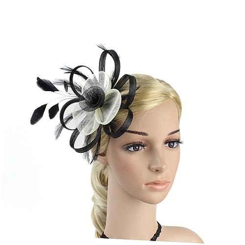 WRITWAA Fascinator Haarschmuck Mit Federn Schwarzer Pillbox Hut Für Hochzeiten Cocktailpartys Und Besondere Anlässe Inkl Haarclip Zufälliger Clip Stil von WRITWAA
