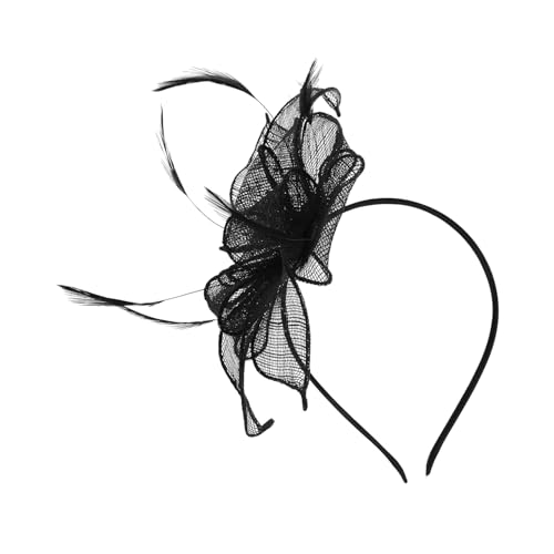 WRITWAA Fascinator-federn Stirnband Für Damen Teeparty Kopfbedeckung Leinennetz Atmungsaktiv Hochzeitsfascinator Cocktailfrisuren Accessoire Party-haarband Mit Federdetail von WRITWAA