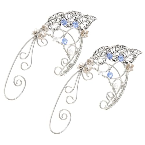 WRITWAA Feine Elfen Ohrclips Damen Leaf Ear Ohrschmuck Ohne Ohrlöcher Handgefertigt Silberfarbene Ohrhänger Für Frauen Teenager Cosplay Geschenk von WRITWAA