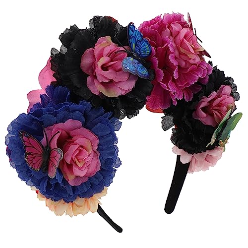 WRITWAA Blumenkrone Kopfschmuck Mexikanische Blumen Fürs Haar Blumenstirnband Festival-kopfschmuck Zufällige Farbe Day of The Dead Accessoire von WRITWAA