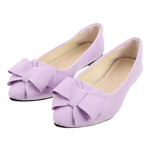 WRITWAA Flache Damen Ballerinas mit Schleife Spitze Zehen Bequeme Arbeitsschuhe Brautschuhe Vielseitig für Hochzeit Feier und Alltag Geeignet Flache Damenschuhe von WRITWAA
