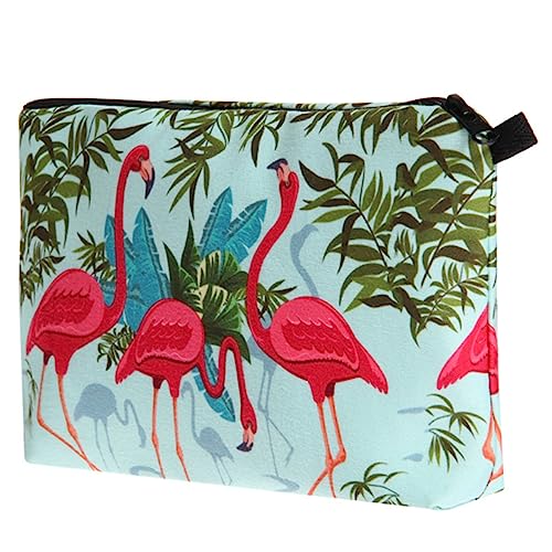 WRITWAA Flamingo Kosmetiktasche Tragbar Make Up Organizer für Damen Reise Kosmetikbeutel Dekorative Kosmetik Aufbewahrungstasche für Reisen und Geschäftsreisen von WRITWAA