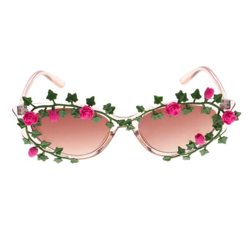 WRITWAA Floral Sonnenbrille Damen Uv Schutz Brille mit Blüten Party Brille für Strand und Alltag Damen Sonnenbrillen in Verschiedenen Farben von WRITWAA