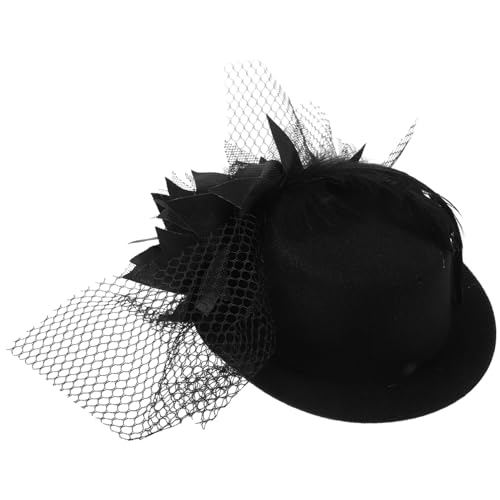WRITWAA Mini Schwarz Für Damen Haarspange Mit Blumen Und Netzverzierung Mini Hut Im Vintage-Punk-Stil Aus Strapazierfähigem Flanell Und Satin Einheitsgröße von WRITWAA