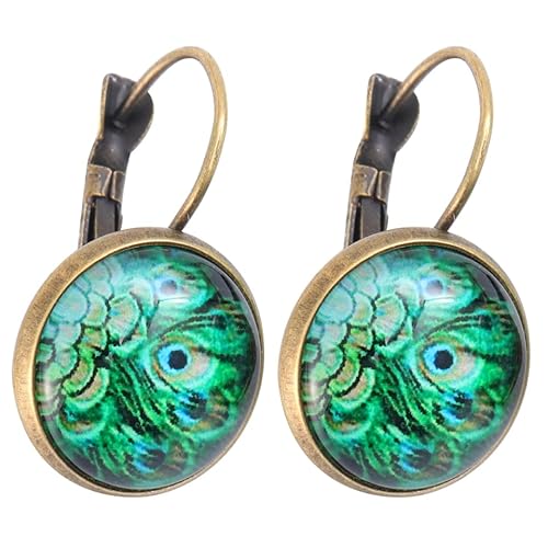 WRITWAA Frau Ohrring Brautohrringe Creolen Ohrhänger Mit Geburtsstein Frauen Antike Ohrringe Münzen-ohrringe Hängende Ohrringe Braut-ohrring Pfau Ohrringe Ohrenanhänger Damen Ohrringe von WRITWAA