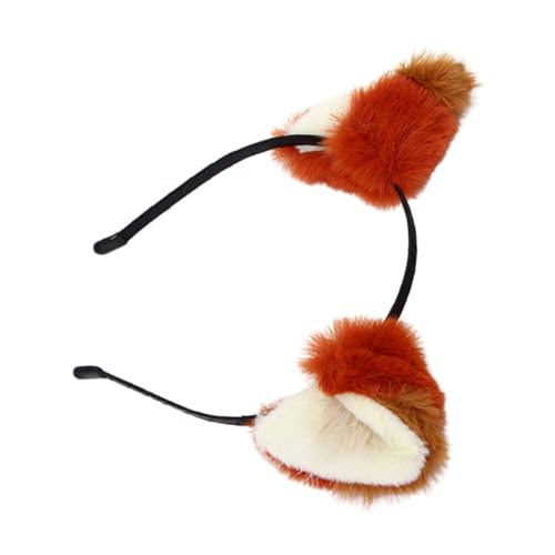 WRITWAA Flauschiges Fuchsohren Haarband Für Halloween Cosplay Komfortable Elastische Tierohren Kopfbedeckung in Rot-braun Abnehmbar Einfach Zu Reinigen Für Mottopartys Und Fasching von WRITWAA