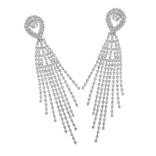 WRITWAA Funkelnde Lange Quastenohrringe mit Kristallbesatz Leichte Statement Ohrringe für Damen Glamouröse Ohrhänger für Party Prom und Festliche Anlässe Eleganter Schmuck mit Tropfenform von WRITWAA