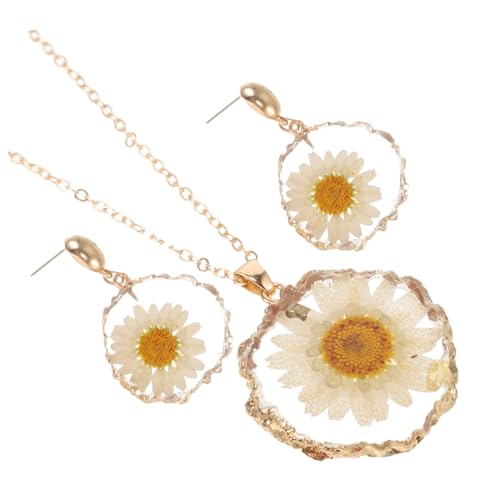 WRITWAA Gänseblümchen Schmuckset Damen Kette und Ohrringe Set Verstellbare Halskette mit Zartem Anhänger Leichtes Hypoallergenes Schmuckset für Alltag und Geschenk von WRITWAA