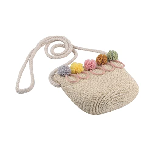 WRITWAA Geflochtene Kleine Strandtasche Stroh für Mädchen Handgefertigt Modisch mit Blumenmuster für Strandurlaub Shopping Party und Outdoor Ausflüge Beige Leicht und Praktisch von WRITWAA