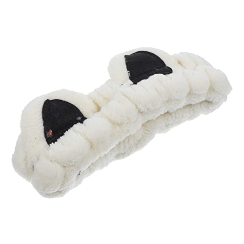 WRITWAA Gesichtsmaskenhaargurt Katzenohr-Hautpflege-Stirnbänder Frau Stirnband Katzenschwanz und Ohren handtücher Gesichts-Stirnband Haarbänder für Damen Stoff Weiß von WRITWAA