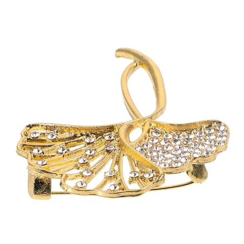 WRITWAA Ginkgo Brosche mit Strass Luxuriöse Anstecknadel aus Legierung Edles Design für Damen Vielseitiges Accessoire für Anzug Hochzeit Business und Festliche Anlässe von WRITWAA