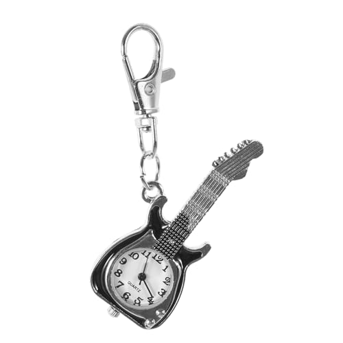 WRITWAA Retro Taschenuhr Schlüsselanhänger Gitarrenform Stilvolle Clip Uhr Für Taschen Leicht Und Handlich Perfektes Für Musikliebhaber Und Freunde von WRITWAA