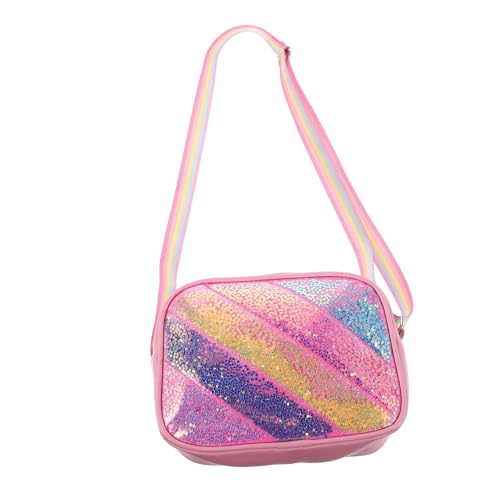 WRITWAA Glitzernde Sequin Umhängetasche mit Verstellbarem Schultergurt Niedliches Cartoon Design für Reisen Geburtstagspartys und Einkäufe Regenbogen und Sterne von WRITWAA