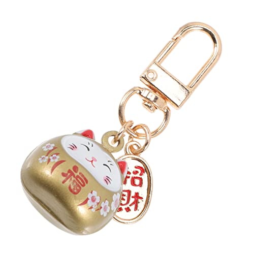 WRITWAA Glückskatze Schlüsselanhänger Dekorationen Plüsch Untersetzer Glocke Schmuck Individueller Katzen-schlüsselanhänger Japanische Partydekoration Legierung Golden von WRITWAA