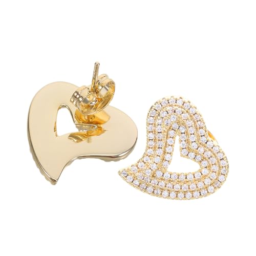 WRITWAA Goldene Herz Ohrstecker Langlebigem mit Funkelndem Zirkonia Vintage Elegantes Design Modischer Schmuck für Damen zu Alltag Hochzeit und Party von WRITWAA