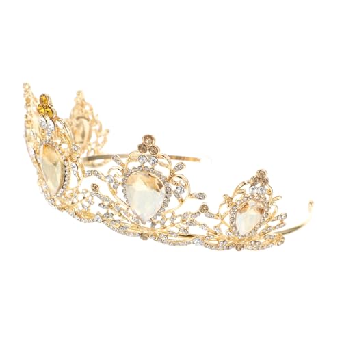 WRITWAA Goldfarbene Barock Brautkrone Haarschmuck Mädchen Hochzeit Tiara Vintage Stil Eleganter Kopfschmuck für Braut Party Fotografie von WRITWAA