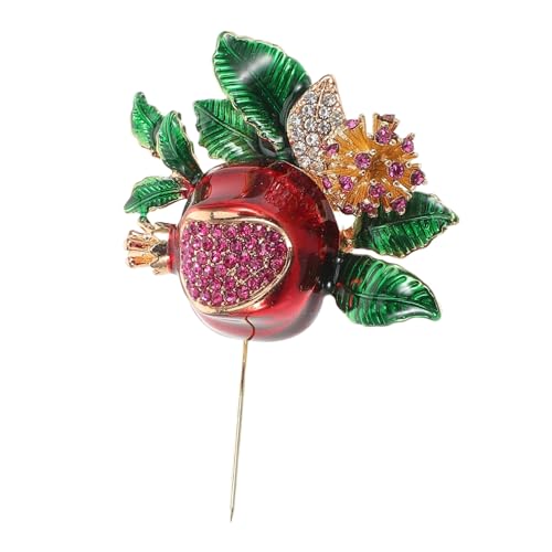 WRITWAA Große Damen Brosche Pomegranate Blume mit Strass Emailliert Anstecknadel für Anzug Cardigan Kleid Vielseitiges Accessoire für Schals und Pullover von WRITWAA