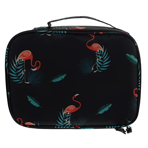 WRITWAA Große wasserdichte Kosmetiktasche für Damen Multifunktionale Toiletten Organizer mit Elegantem Design für Reisen und Täglichen Gebrauch Schwarz mit Flamingo von WRITWAA