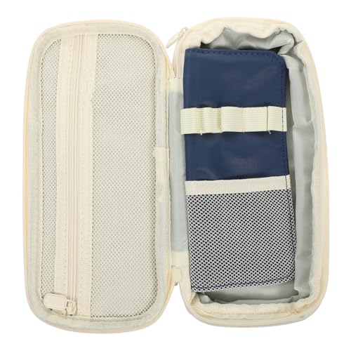 WRITWAA Großes Fassungsvermögen Federmäppchen mit Mehreren Fächern Leichte Stifttasche für Schule und Büro Modische Federtasche für Damen Kosmetik Schreibwaren Aufbewahrung Dunkelblau von WRITWAA