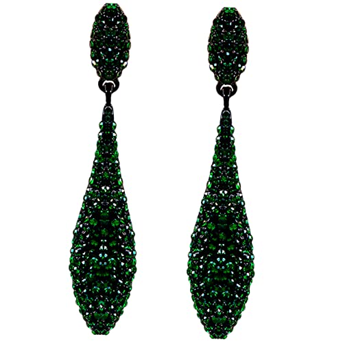 WRITWAA Grüne Strass Ohrringe Damen Hängend Tropfenform Brautschmuck Hochzeit Statement Ohrschmuck für Festliche Anlässe und Alltag von WRITWAA