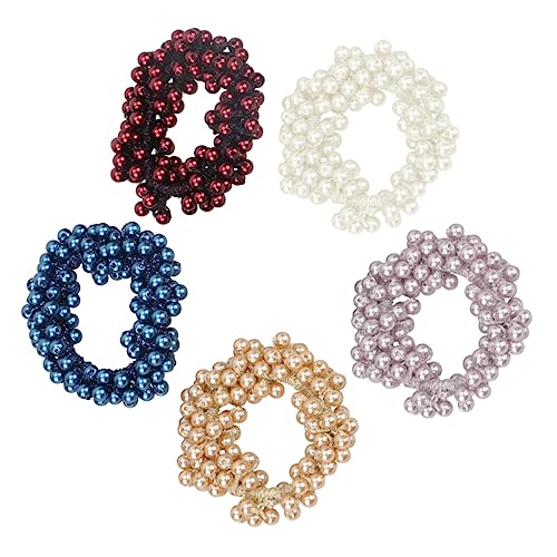 WRITWAA 5stücke Perlen Haargummi Mit Kristallkugeln Stretch Haarseil Für Pferdeschwanzhalter Haarring Für Frauen Und Mädchen Handgefertigt in Gemischten Farben von WRITWAA