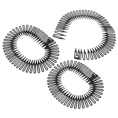 WRITWAA Haarschneidkarte Haarband frisuren zubehör Haarbänder zum Waschen des Gesichts Frisierkämme für Frauen Stretch-Stirnband rundes Stirnband verstellbarer Haarkamm Plastik Black von WRITWAA