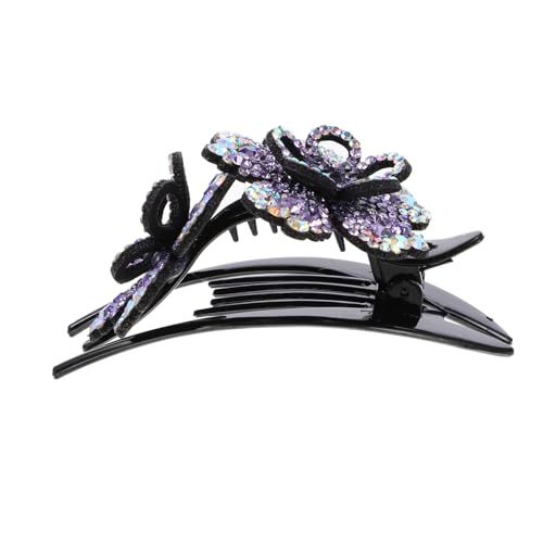 WRITWAA Haarspangen Strass Kopfschmuck Haarschmuck Strass Haarspangen Für Damen Dutt Haarspange Damen Haarspange Haarstyling Clips Frauen Glitzernde Haarnadel Leder Fleece Violett von WRITWAA