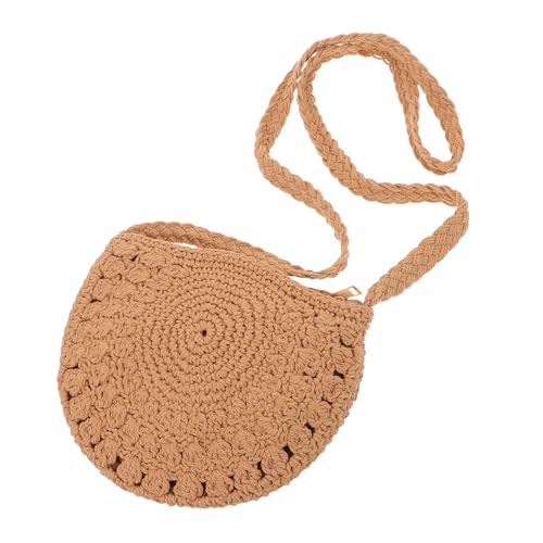 WRITWAA Halbrunde Handgewebte Boho Umhängetasche aus Baumwollseil Kleine Retro Crossbody Geldbörse für Damen Handgestrickt Atmungsaktiv für Reisen Freizeit und Partys von WRITWAA