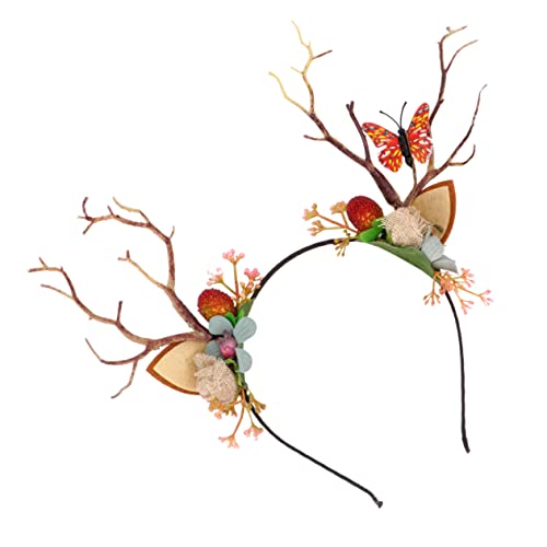 WRITWAA Halloween Haarreif mit Verzweigtem Rentiergeweih Beeren Verstellbar Festlicher Kopfschmuck für Erwachsene für Halloween Weihnachten Party und Cosplay Zufällige Zufällige Farbe von WRITWAA