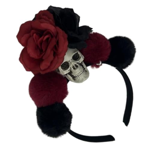 WRITWAA Halloween Haarreif Mit Rosen Und Fluffiges Kostüm-accessoire Für Karneval Und Halloween-partys Auffälliger Kopfschmuck Für Damen von WRITWAA