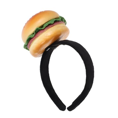 WRITWAA Hamburger Stirnband Alberner Hut Hamburger Haarreif Für Frauen Hamburger Kostüm Burger Kopfbedeckung Hamburger Kopfbedeckung Hamburger Cosplay Stirnband Lustige von WRITWAA